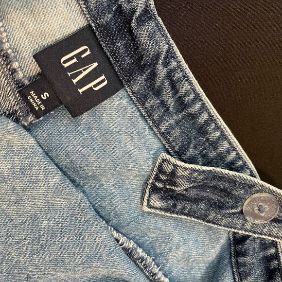 ~ GAP Small Boho Patchwork Denim Mini Dress Button Up 100% Cotton Light/Med/Dark - Picture 6 of 13